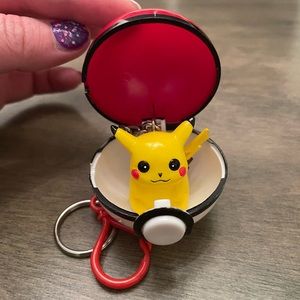 Pokémon poke ball keychain with Pikachu